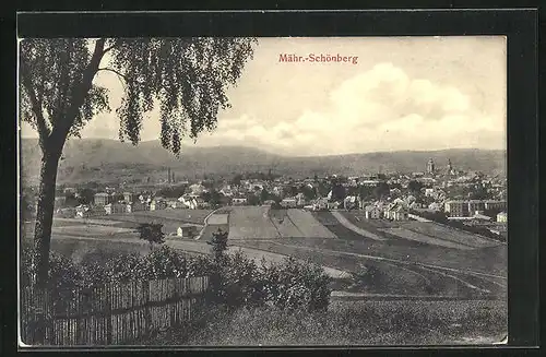 AK Mähr.-Schönberg, Ortsansicht aus der Ferne