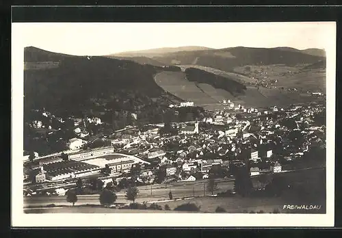 AK Freiwaldau, Ortsansicht aus der Vogelschau