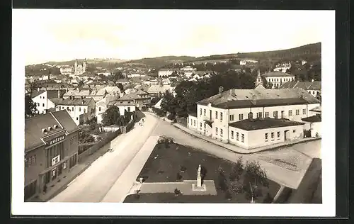 AK Sternberk, Strassenpartie aus der Vogelschau