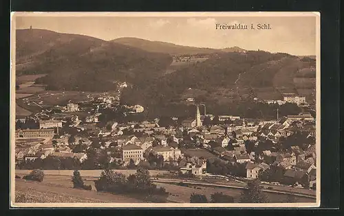 AK Freiwaldau /Frývaldov, Ortsansicht von einer Anhöhe aus