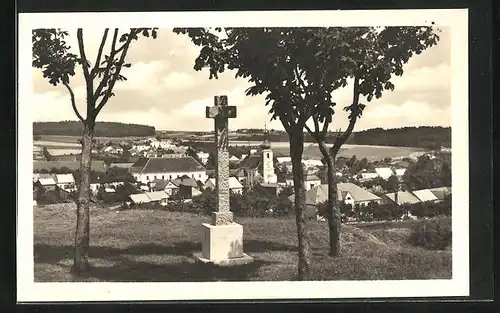 AK Konice, Wegkreuz vor der Ortschaft