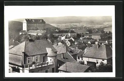 AK Plumlov, Wohnhäuser aus der Vogelschau