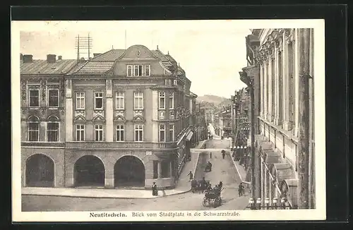 AK Neutitschein, Blick vom Stadtplatz in die Schwarzstrasse