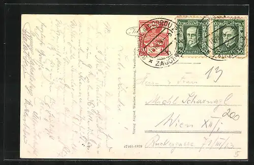 AK Neutitschein, Blick vom Stadtplatz in die Schwarzstrasse