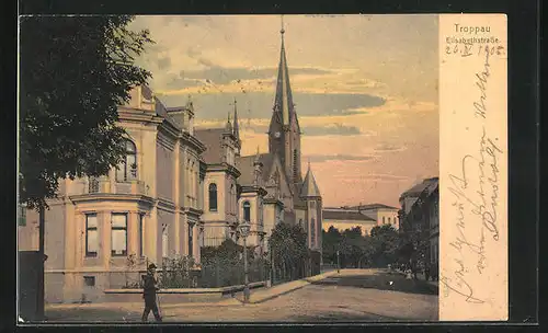 AK Troppau, Wohnhäuser an der Elisabethstrasse