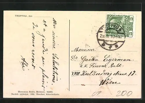 AK Troppau, Jahnplatz mit Strassenpartie