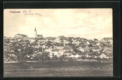 AK Wagstadt /Bilovec, Ortsansicht aus der Ferne