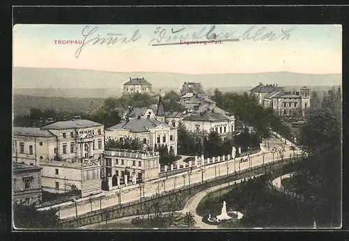 AK Troppau, Engelsberg-Park aus der Vogelschau