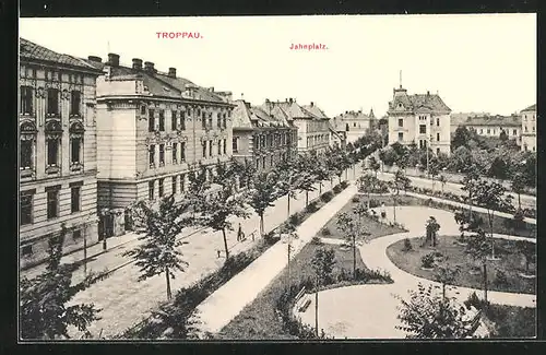 AK Troppau, Blick auf den Jahnplatz aus der Vogelschau