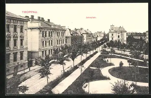 AK Troppau, Jahnplatz aus der Vogelschau