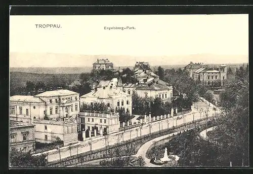 AK Troppau, Engelsberg-Park aus der Vogelschau