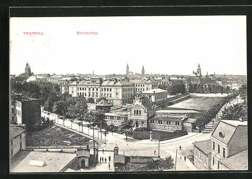 AK Troppau /Opava, Schlossring aus der Vogelschau