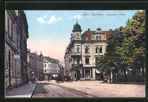 AK Mähr. Ostrau /Mor. Ostrava, Nádrazní trida, Strassenbahn