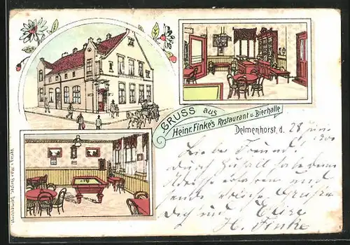 Lithographie Delmenhorst, Heinr. Finke`s Restaurant u. Bierhalle