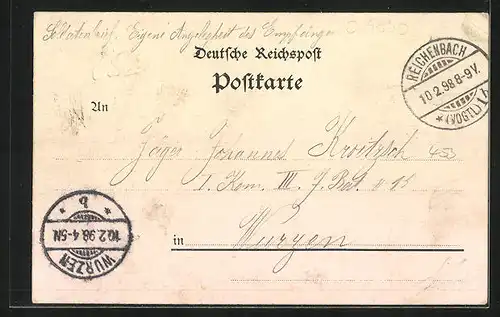 Lithographie Reichenbach i. V., Totalansicht, Kaiser Wilhelm Denkmal, Bismarck Denkmal