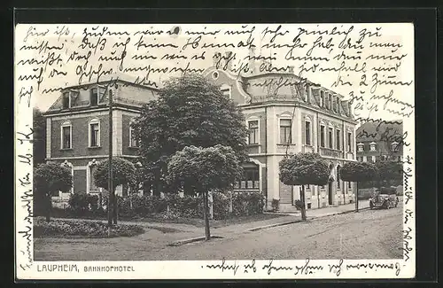 AK Laupheim, Strasse am Bahnhofhotel