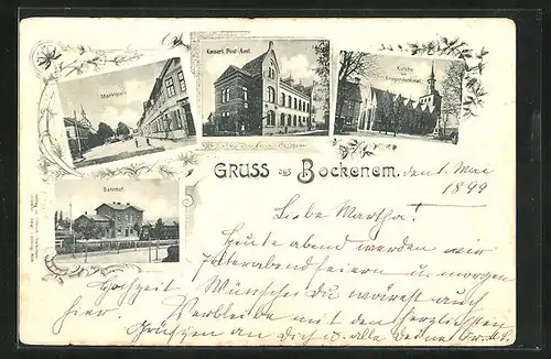 AK Bockenem, Bahnhof, Kaiserl. Postamt, Marktplatz