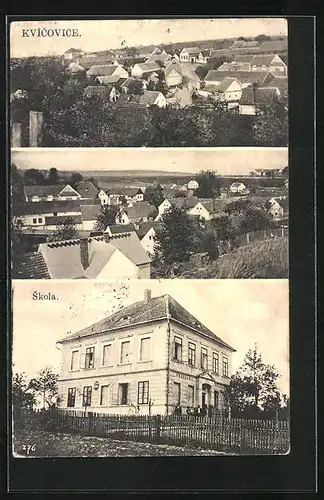 AK Kvicovice, Skola, Teilansichten der Ortschaft