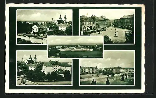 AK Uh. Hradiste, Hotel, Marktplatz aus der Vogelschau, Kirche