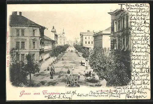 AK Troppau, Blick in die Olmützer Strasse