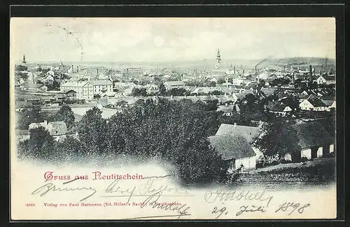 Mondschein-AK Neutitschein, Blick über die Stadt