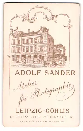 Fotografie Adolf Sander, Leipzig, Leipziger Str. 12, Ansicht Leipzig, Gebäude des Fotografischen Ateliers von Aussen