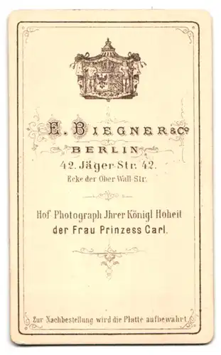 Fotografie E. Biegner & Co., Berlin, Jägerstr. 42, Portrait junger Mann im Anzug mit Krawatte und Mittelscheitel