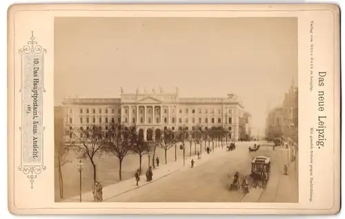 Fotografie Otto Roth, Leipzig, Ansicht Leipzig, Pferdebahn am Hauptpostamt 1883