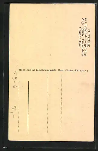 AK Goslar a. Harz, Kunstuhr aus Strohhalmen gefertigt, Aug. Lehrke, Eisenbahner