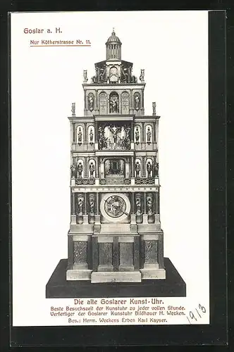 AK Goslar a. H., Die alte Goslarer Kunst-Uhr, Kötherstrasse 11