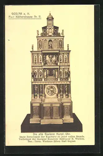 AK Goslar a. H., Die alte Goslarer Kunst-Uhr, Kötherstrasse 11