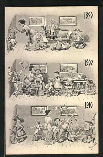 AK Unser Heim in Bild und Reim, 1890: Fröhlich spielt die Kinderschar..., Postgeschichte