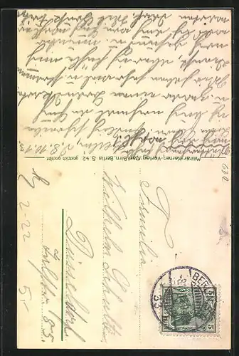 AK Briefträger sitzt am Tisch, Postanweisung, Postgeschichte