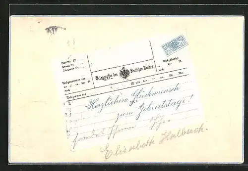 AK Telegraphie des Deutschen Reiches, Herzlichen Glückwunsch zum Geburtstage!, Postgeschichte