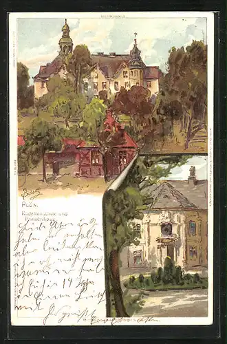 Künstler-AK Carl Biese: Plön, Kadettenschule und Prinzenhaus