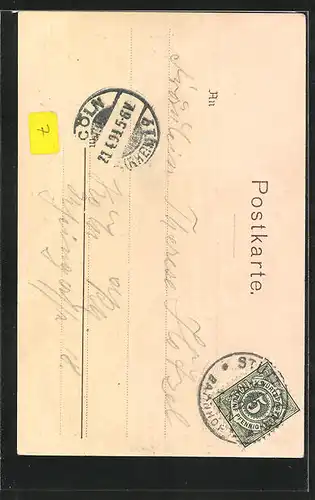 Lithographie Stuttgart, Stadtkirche und Schillerdenkmal