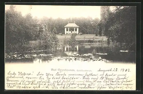 AK Bad Oeynhausen, Golfischteich mit Pavillon