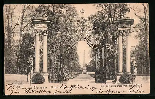 AK Potsdam, Eingang zum Park Sanssouci