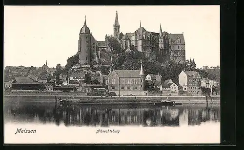 AK Meissen, Albrechtsburg vom Wasser aus gesehen