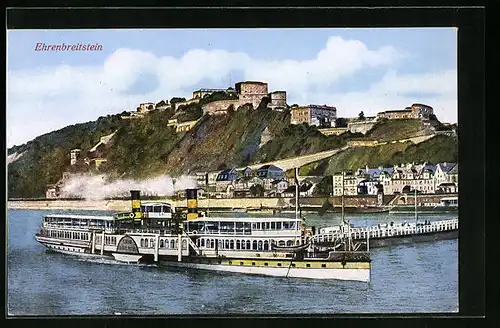 AK Dampfer vor Ehrenbreitstein