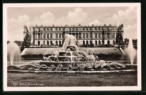 AK Springbrunnen vor Schloss Herrenchiemsee