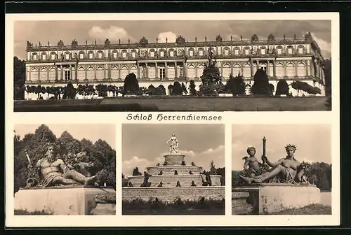 AK Statuen und Brunnen am Herrenchiemsee