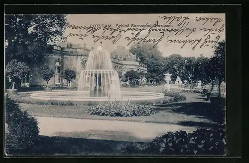 AK Potsdam, Schloss Sanssouci Terrasse