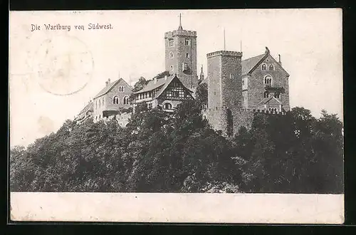 AK Blick von Südwest auf die Wartburg