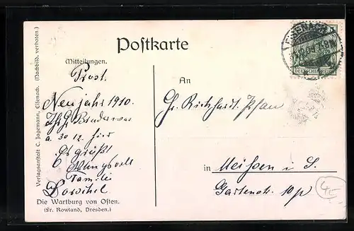 Künstler-AK Ostansicht der Wartburg im Herbst