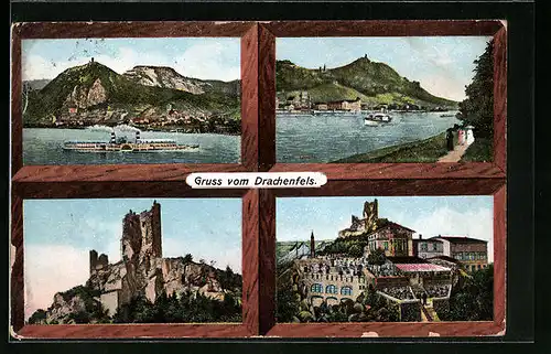 AK Burgruine auf dem Drachenfels mit Plateau