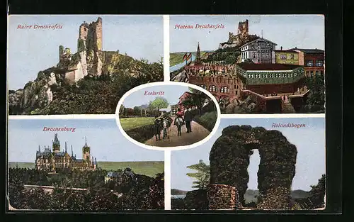 AK Ruine Drachenfels, Drachenburg, Rolandsbogen