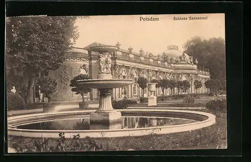 AK Potsdam, Brunnen vor Schloss Sanssouci