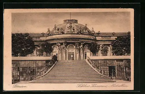 AK Potsdam, Mittelbau vom Schloss Sanssouci