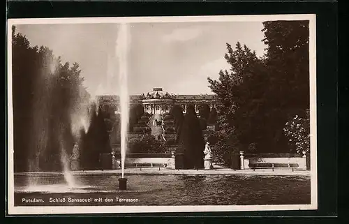 AK Potsdam, Schloss Sanssouci mit den Terrassen